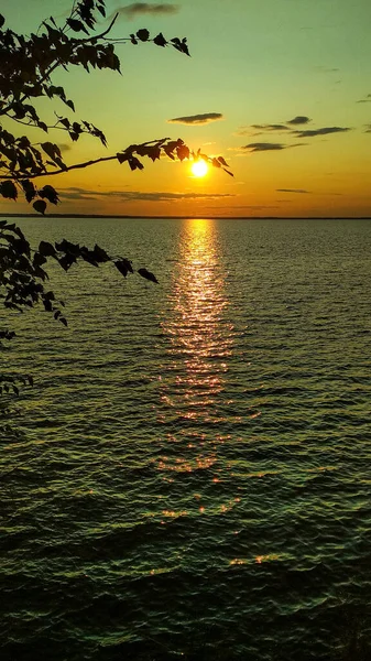 Яскравий Захід Сонця Волзі Влітку — стокове фото