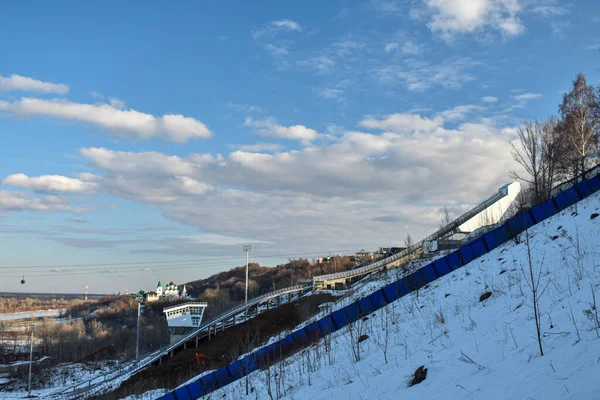 Tempel Vid Floden Volgas Strand Nizjnij Novgorod — Stockfoto