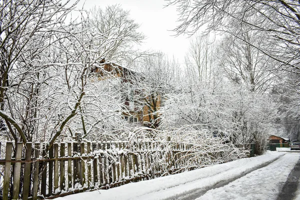 Village Street Winter Snow — Stock Photo, Image