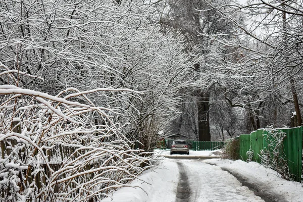 Village Street Winter Snow — Stock Photo, Image