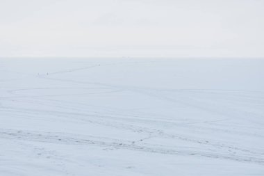 Kışın Volga Nehri 'nin Panoraması