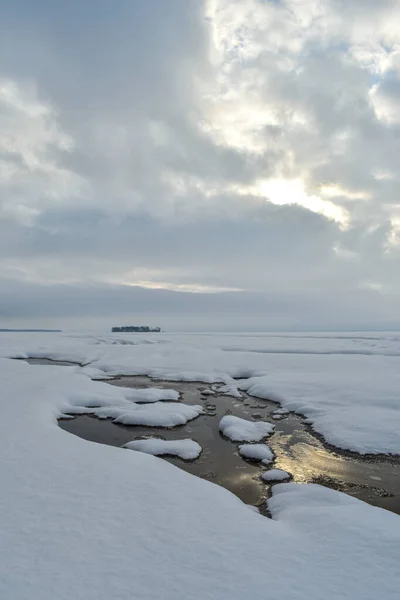 Wybrzeże Wołgi Zimą — Zdjęcie stockowe