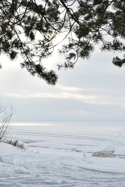 Pantai Sungai Volga Musim Dingin — Stok Foto