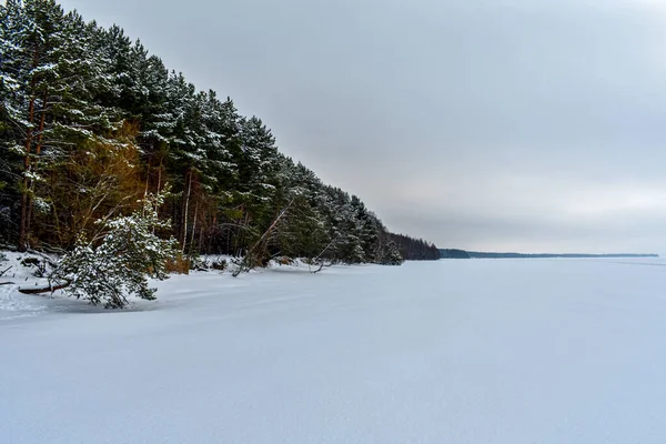 Pobřeží Řeky Volhy Zimě — Stock fotografie