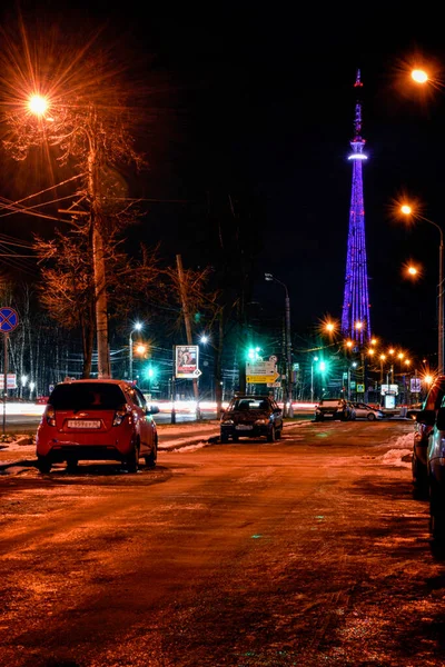 Nischni Nowgorod Leuchtet Der Nacht — Stockfoto