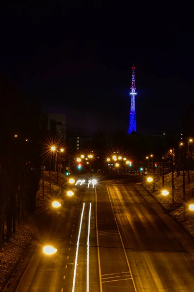 Panorama Över Nizjnij Novgorod Natten — Stockfoto