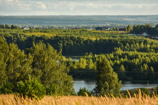 Panoramautsikt Över Det Vackra Fältet — Stockfoto