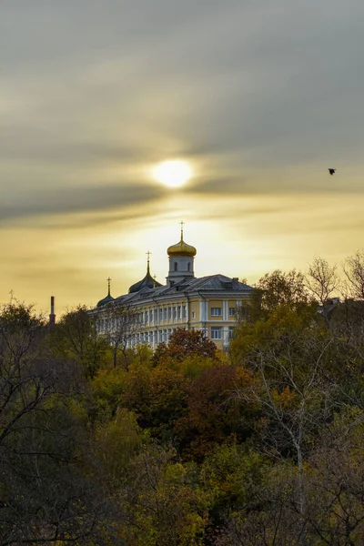 Schöner Sonnenuntergang Über Der Orthodoxen Kirche — Stockfoto