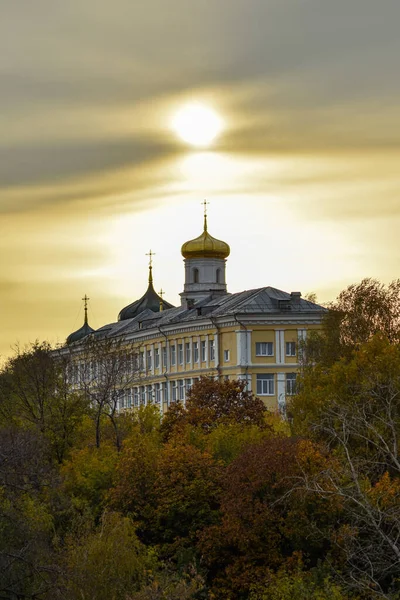 Schöner Sonnenuntergang Über Der Orthodoxen Kirche — Stockfoto