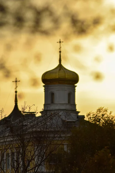 Bellissimo Tramonto Sulla Chiesa Ortodossa — Foto Stock