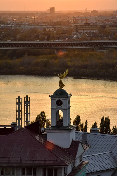 Prachtige Zonsondergang Nizjni Novgorod Rusland — Stockfoto