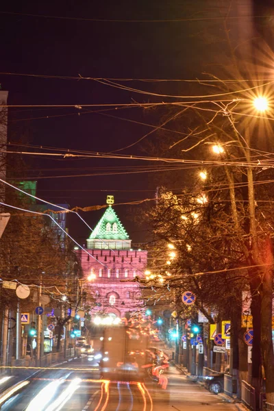 Nižný Novgorod Kreml Noci — Stock fotografie
