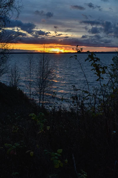 Prachtige Zonsondergang Wolga Rivier — Stockfoto