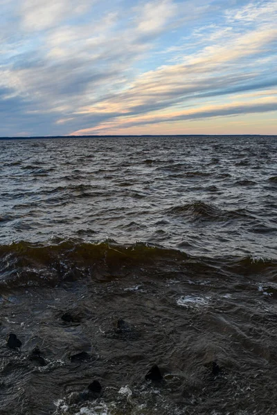 Beautiful Sunset Waves Volga River — Zdjęcie stockowe
