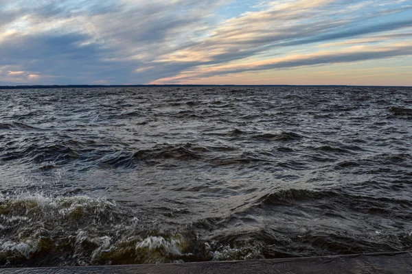 Beautiful Sunset Waves Volga River — Stock fotografie