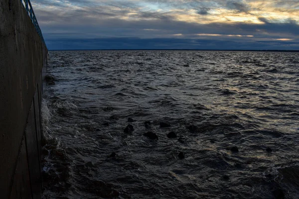 Beautiful Sunset Waves Volga River — 图库照片