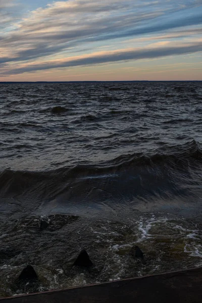 Beautiful Sunset Waves Volga River — Stock Photo, Image