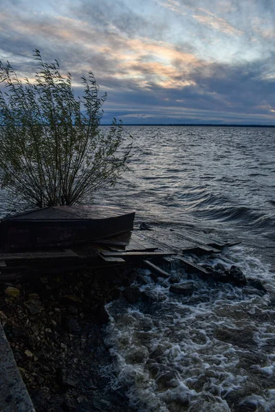 Beautiful Sunset Waves Volga River — Stock Photo, Image