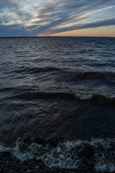 Beautiful Sunset Waves Volga River — Stock Photo, Image