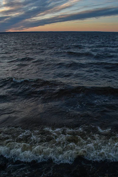 Красивый Закат Волны Волге — стоковое фото