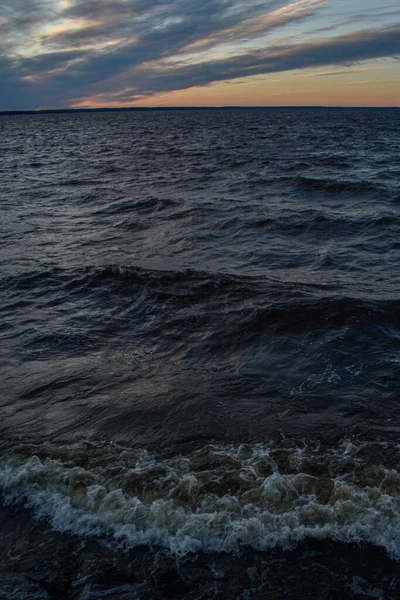 Прекрасний Захід Сонця Хвилі Волзі — стокове фото