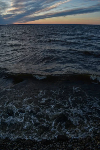 Прекрасний Захід Сонця Хвилі Волзі — стокове фото