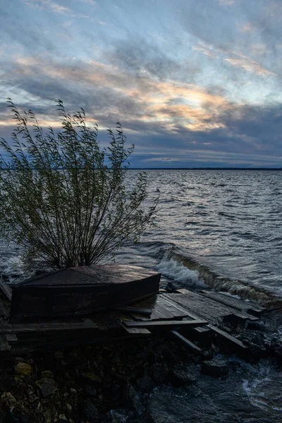 Bellissimo Tramonto Onde Sul Fiume Volga — Foto Stock