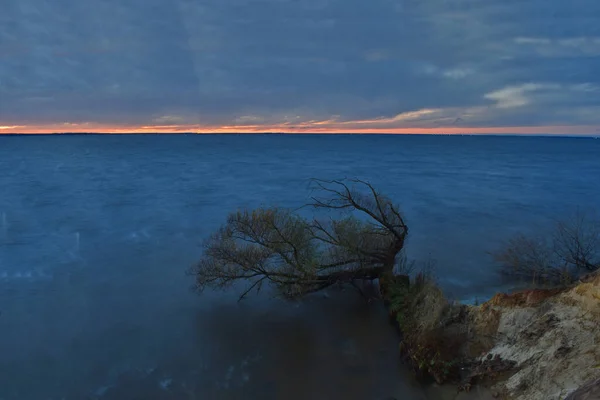 Красивый Красный Закат Море — стоковое фото