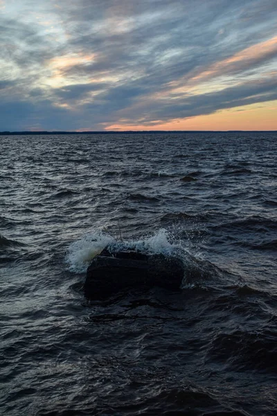 Beautiful Sunset Waves Volga River — 스톡 사진