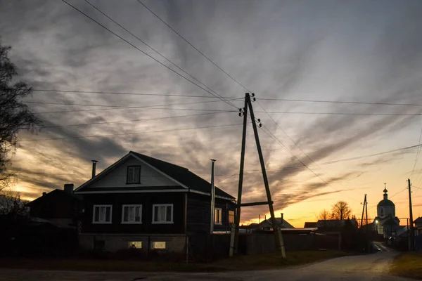 Wit Russisch Orthodoxe Kerk Bij Zonsondergang — Stockfoto