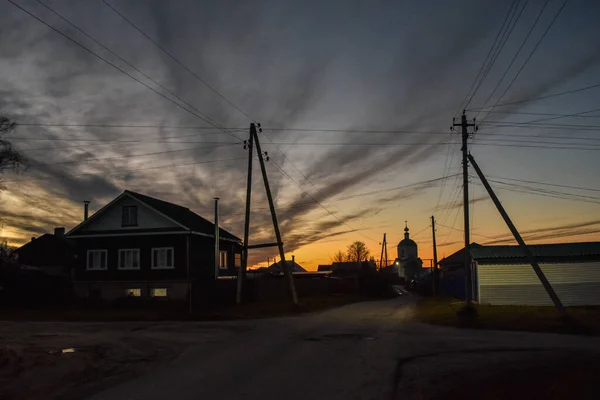 Wit Russisch Orthodoxe Kerk Bij Zonsondergang — Stockfoto