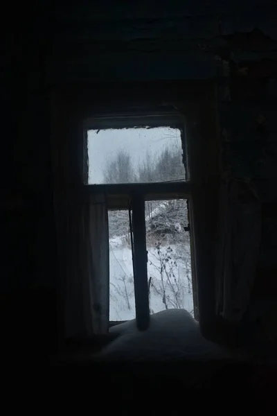 Abandoned Village Snow Winter — Stock Photo, Image