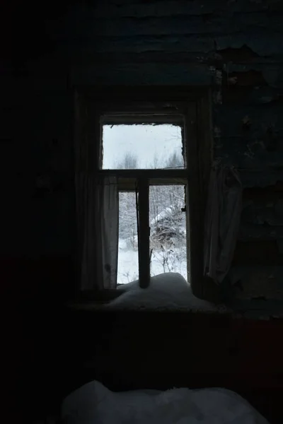Verlaten Dorp Sneeuw Winter — Stockfoto