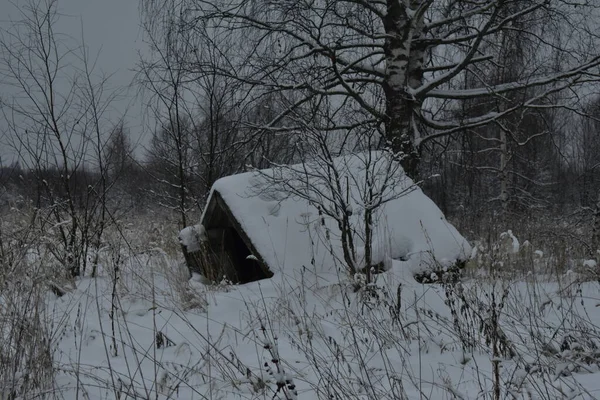 Pueblo Abandonado Nieve Invierno — Foto de Stock