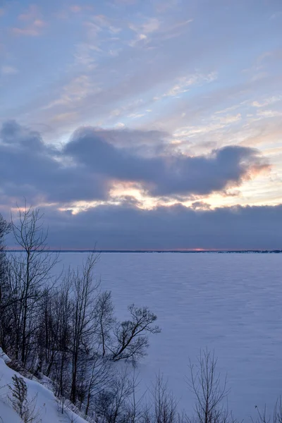 Belo Pôr Sol Volga Inverno — Fotografia de Stock