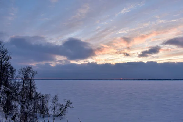 Belo Pôr Sol Volga Inverno — Fotografia de Stock