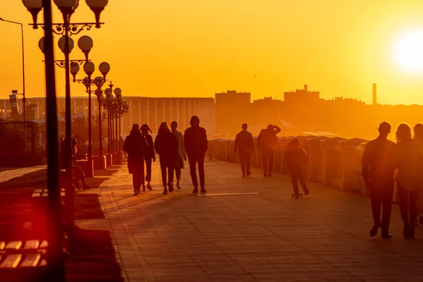 Hermosa Puesta Sol Río Volga Nizhny Novgorod — Foto de Stock