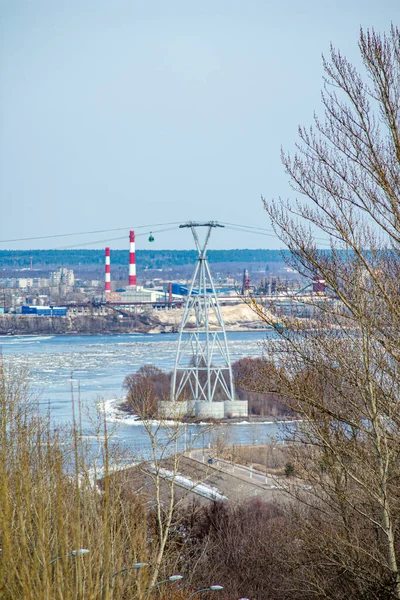 Linbana Över Floden Volga — Stockfoto