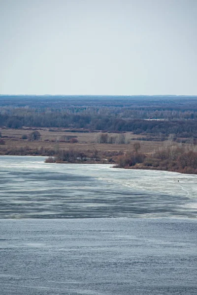 Ice Floats Volga River Spring — Stock Photo, Image