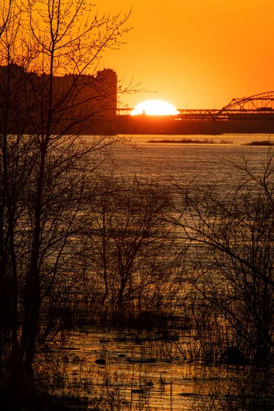 Krásný Západ Slunce Řece Volze Nižný Novgorod — Stock fotografie