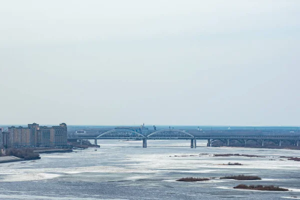 Ice Floats Volga River Spring — Stock Photo, Image