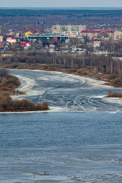 Ice Floats Volga River Spring — Stock Photo, Image