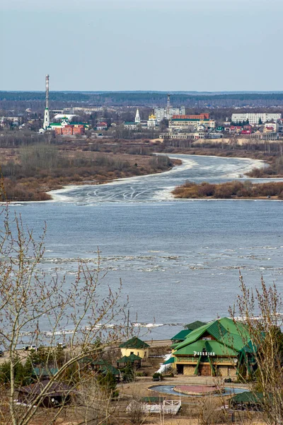 Ice Floats Volga River Spring — Stock Photo, Image