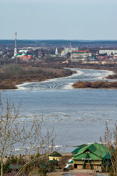 Ice Floats Volga River Spring — Stock Photo, Image