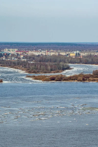 Ice Floats Volga River Spring Royalty Free Stock Images