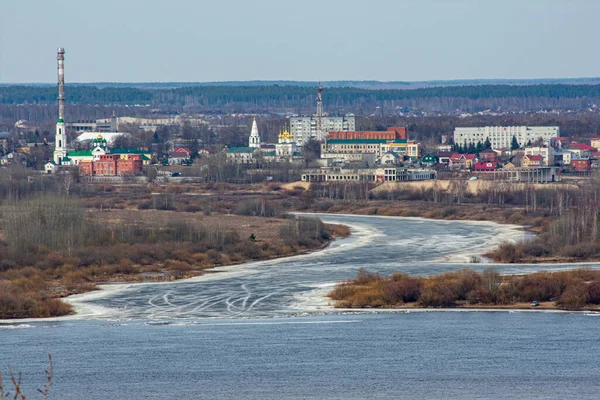 Ice Floats Volga River Spring Royalty Free Stock Images