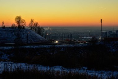 Şehirde güzel bir günbatımı Nizhny Novgorod