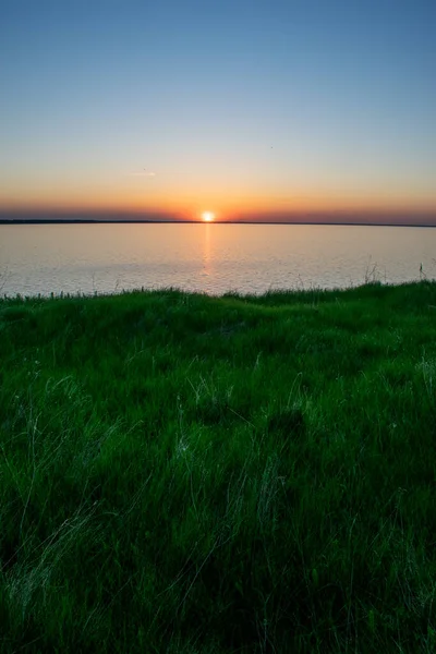 Захід Сонця Березі Річки — стокове фото