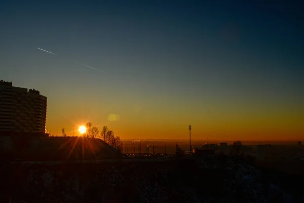 Прекрасний Захід Сонця Місті Нижньому Новгороді — стокове фото