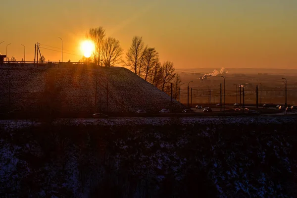 Belo Pôr Sol Cidade Nizhny Novgorod — Fotografia de Stock